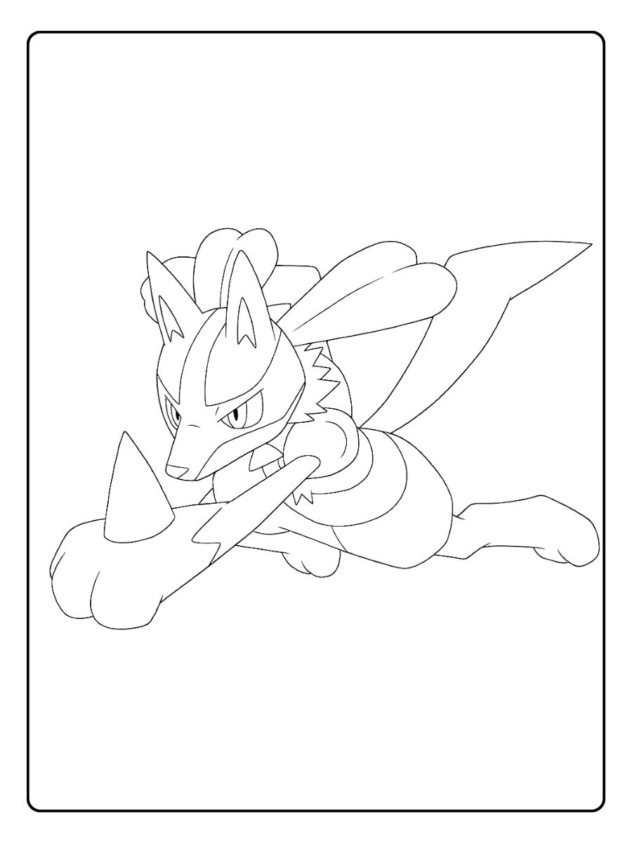 Coloriage Lucario en Attaque Éclair