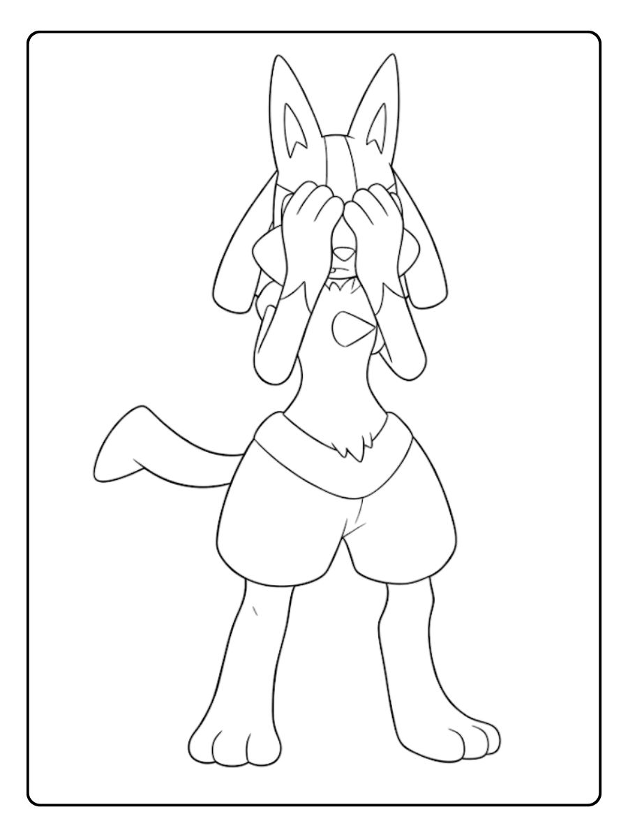 Coloriage Lucario en Position de Combat