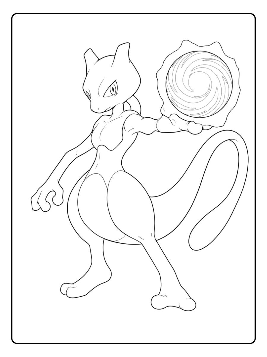 Coloriage Mewtwo Attaque Psychique