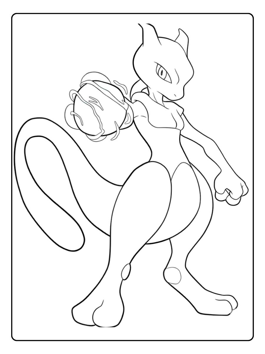 Coloriage Mewtwo Le Pokémon Légendaire Prépare une Attaque