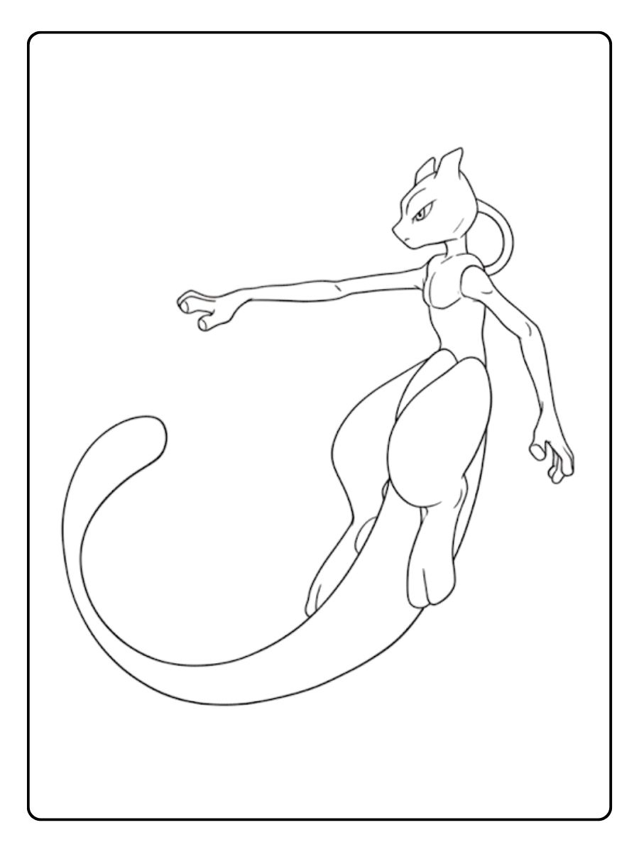 Coloriage Mewtwo Le regard puissant de Mewtwo