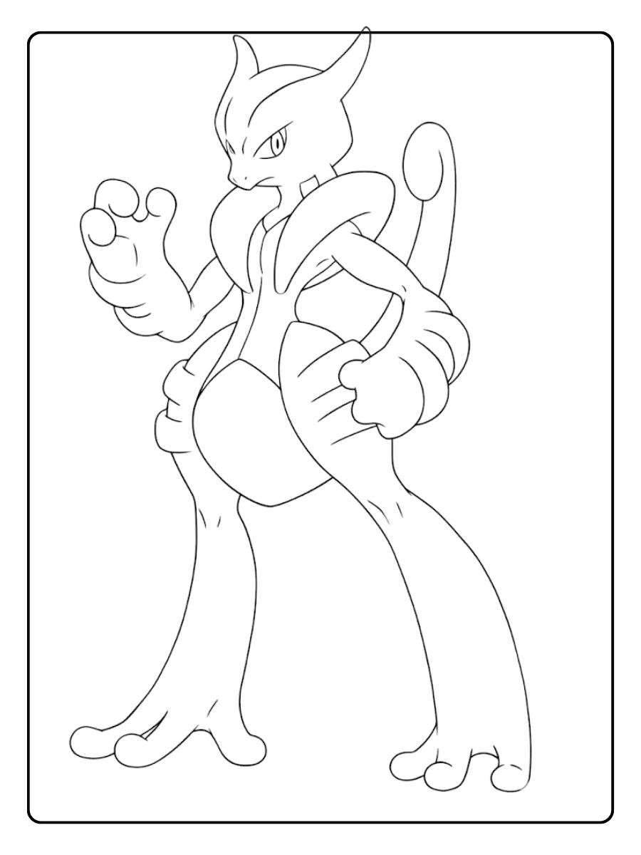 Coloriage Mewtwo L'esprit combatif de Mewtwo