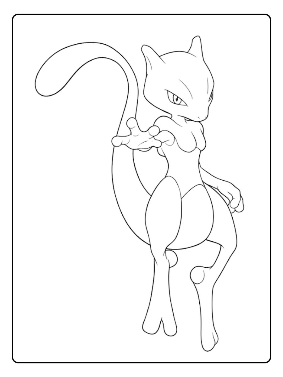 Coloriage Mewtwo Mewtwo lance une attaque