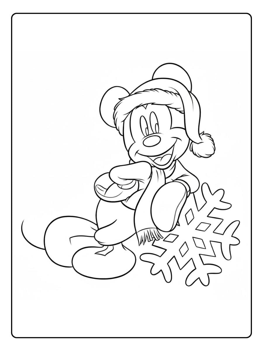 Coloriage Mickey et Flocon de Neige