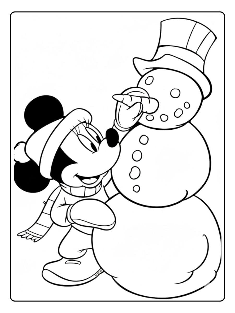 Coloriage Mickey et Minnie Noël La Magie de l'Hiver