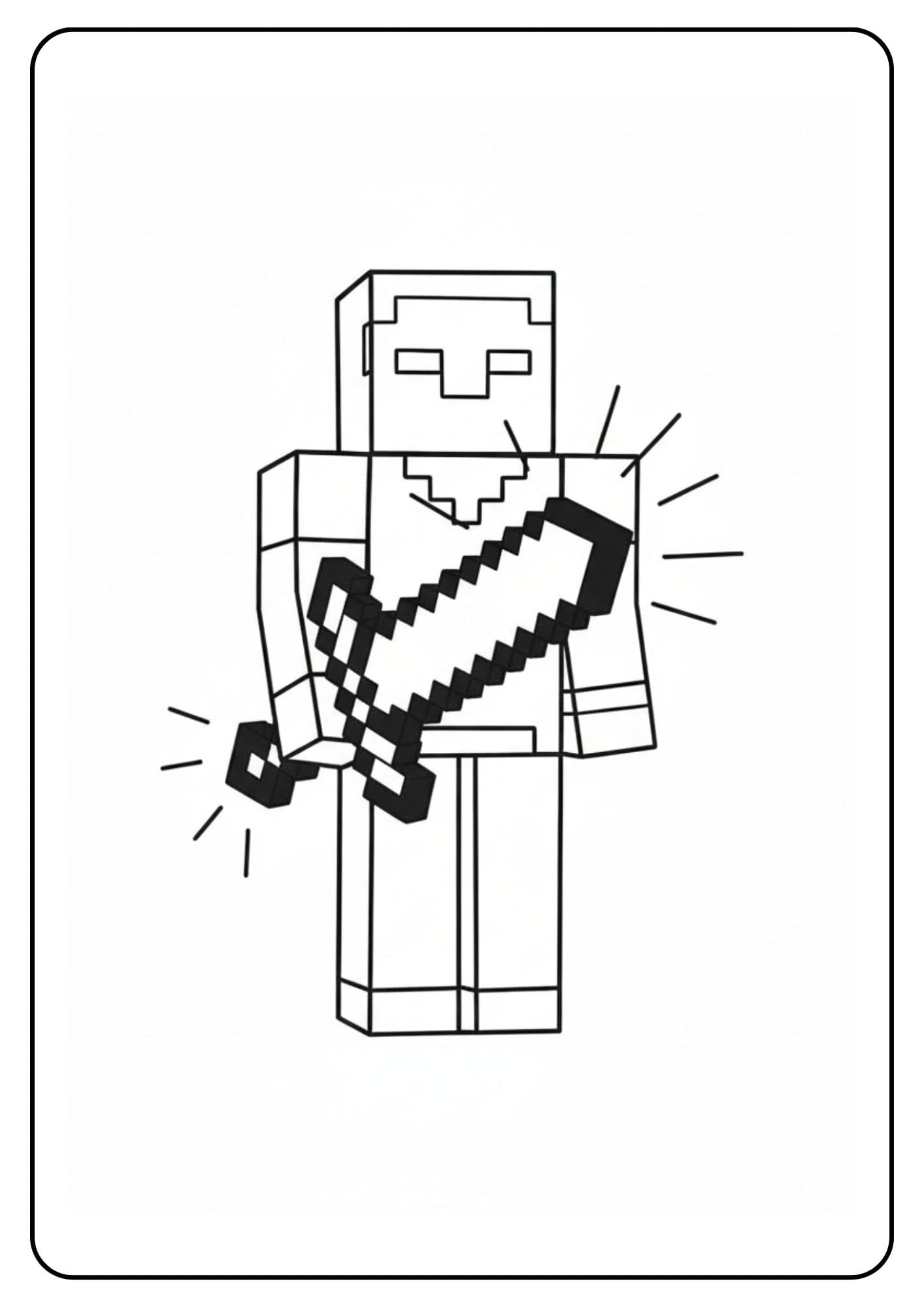 Coloriage Minecraft Herobrine épée lumineuse