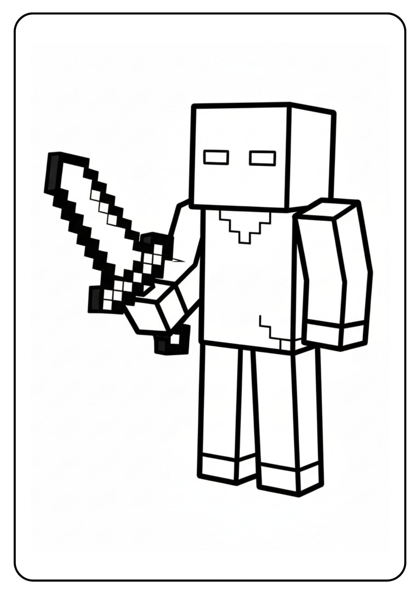 Coloriage Minecraft Herobrine épée