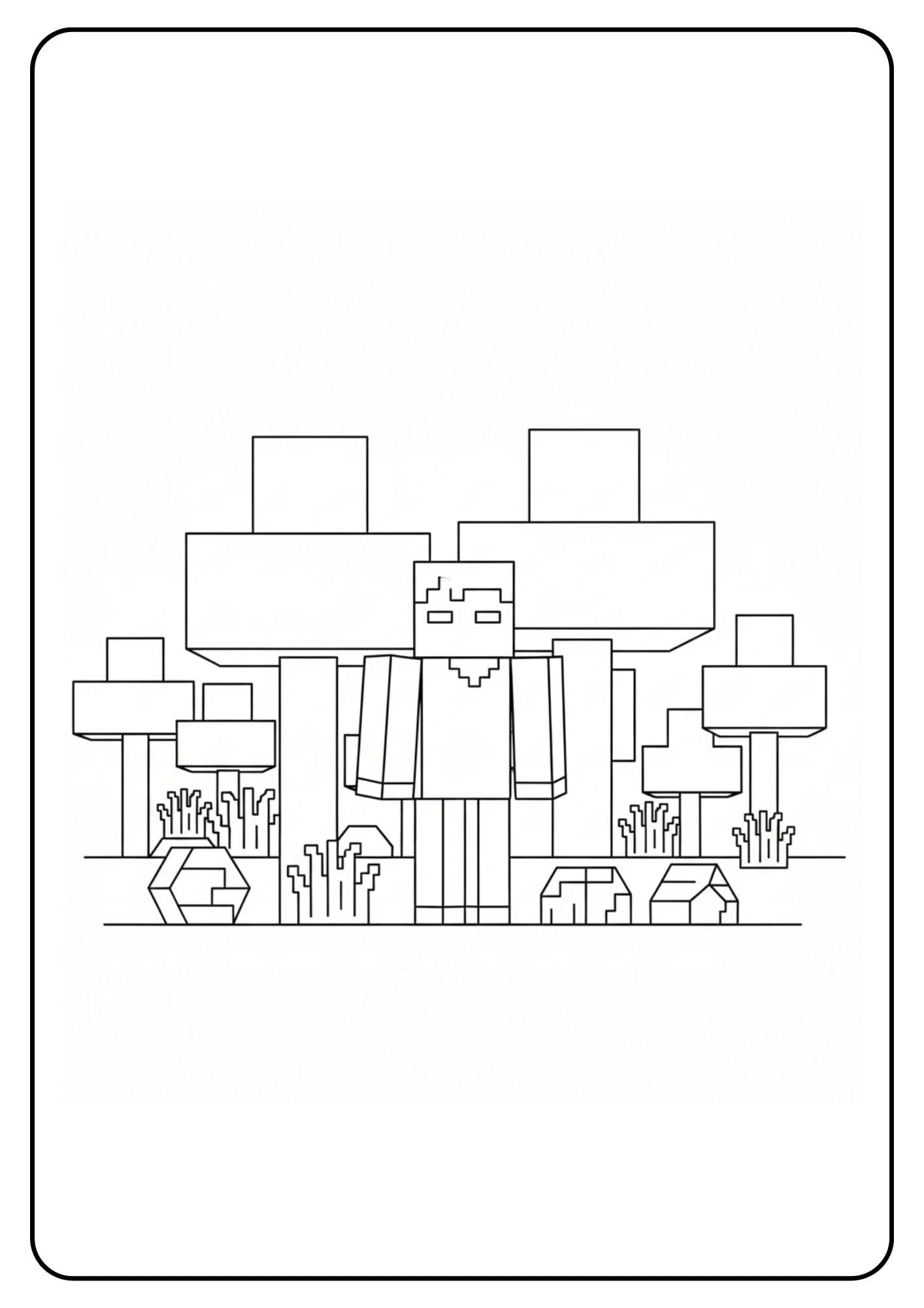 Coloriage Minecraft Herobrine forêt