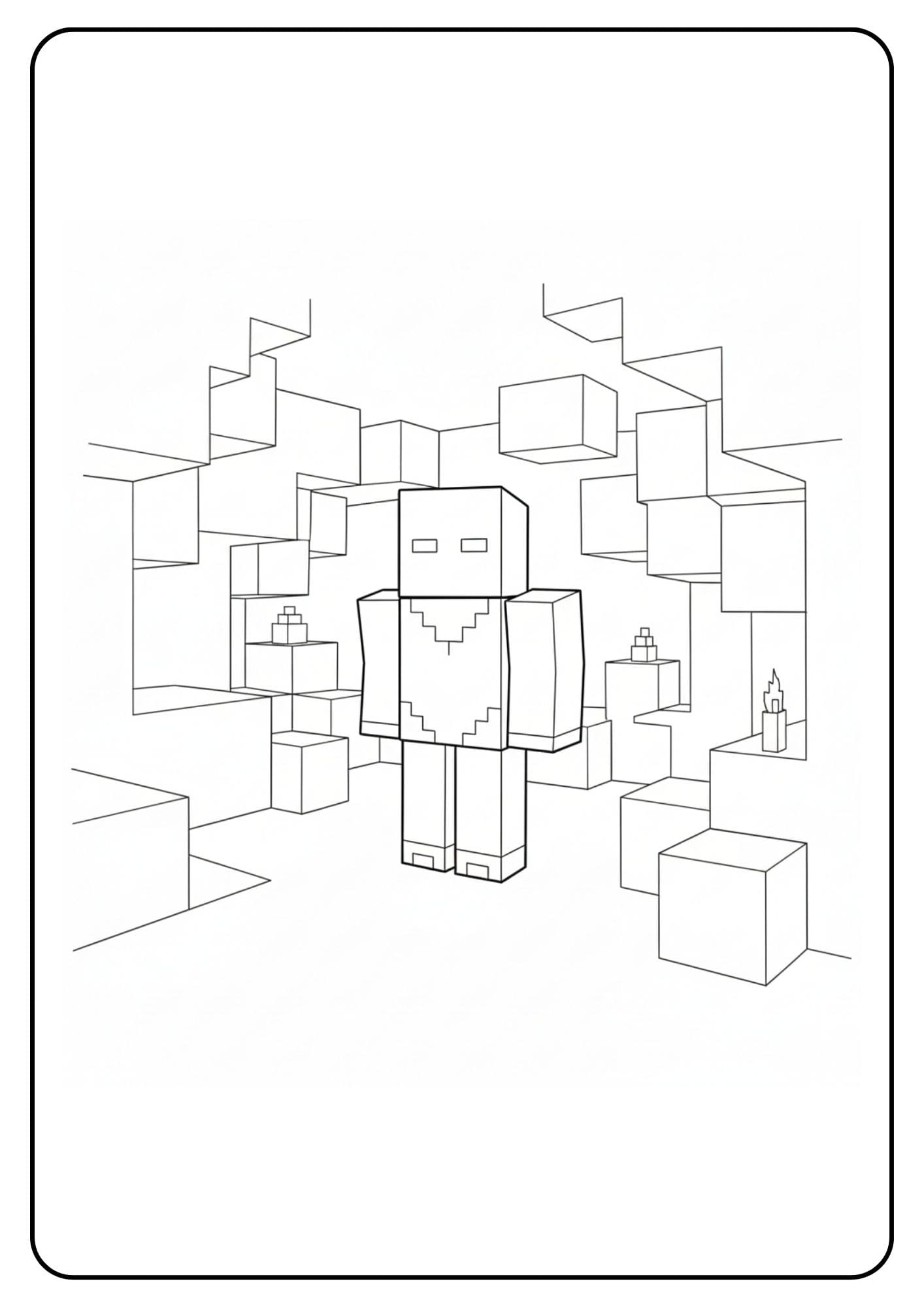 Coloriage Minecraft Herobrine grotte