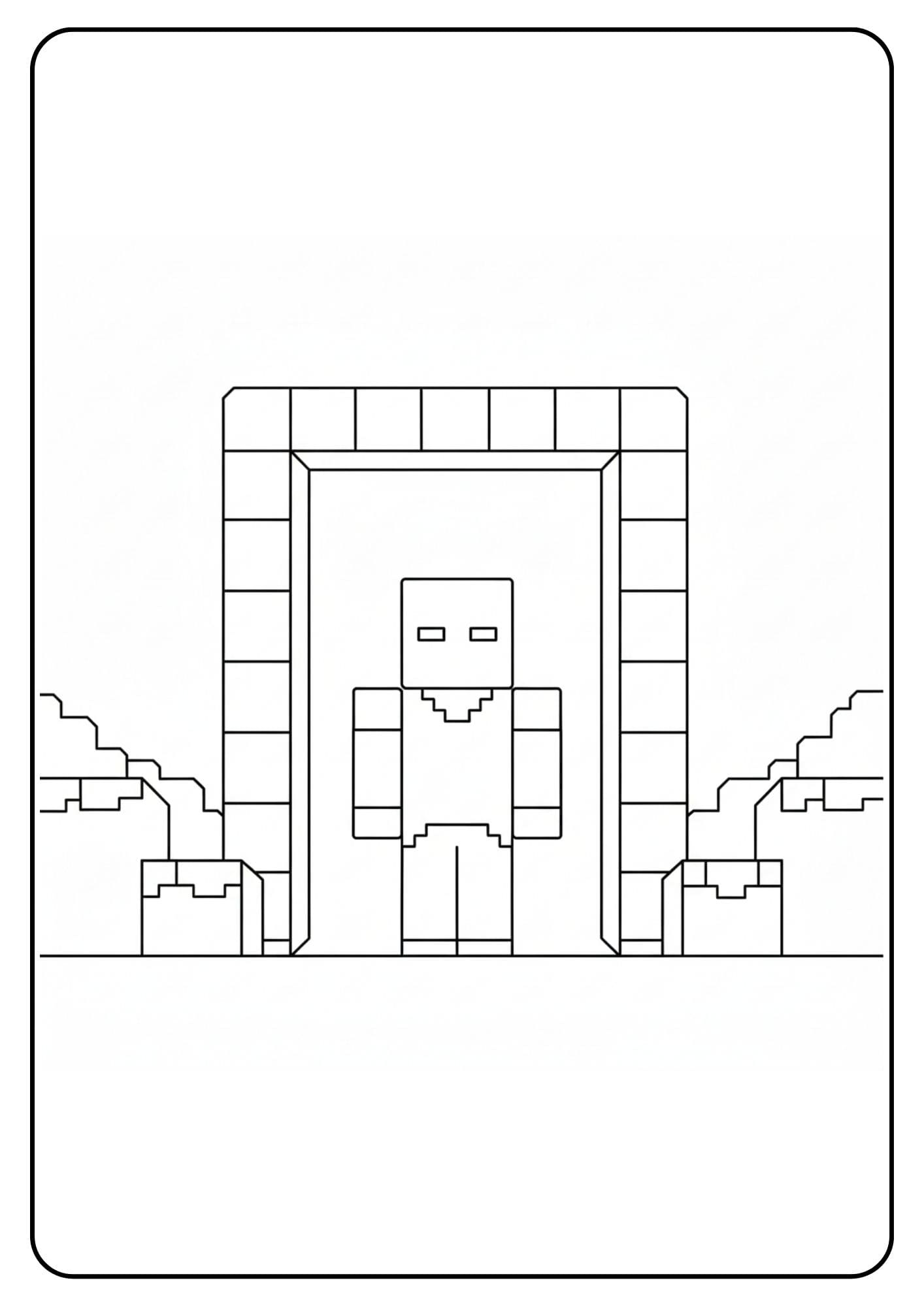Coloriage Minecraft Herobrine portail