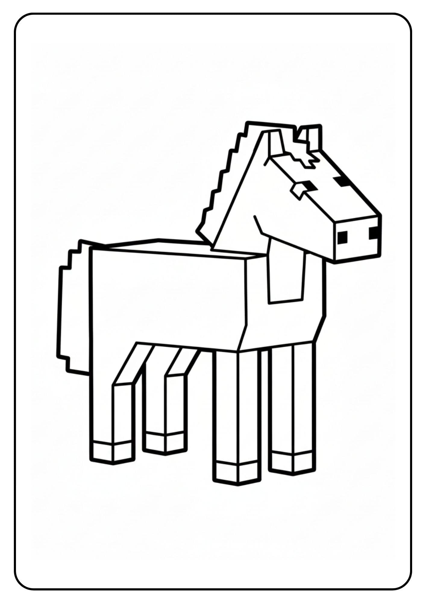 Coloriage Minecraft animaux – Cheval