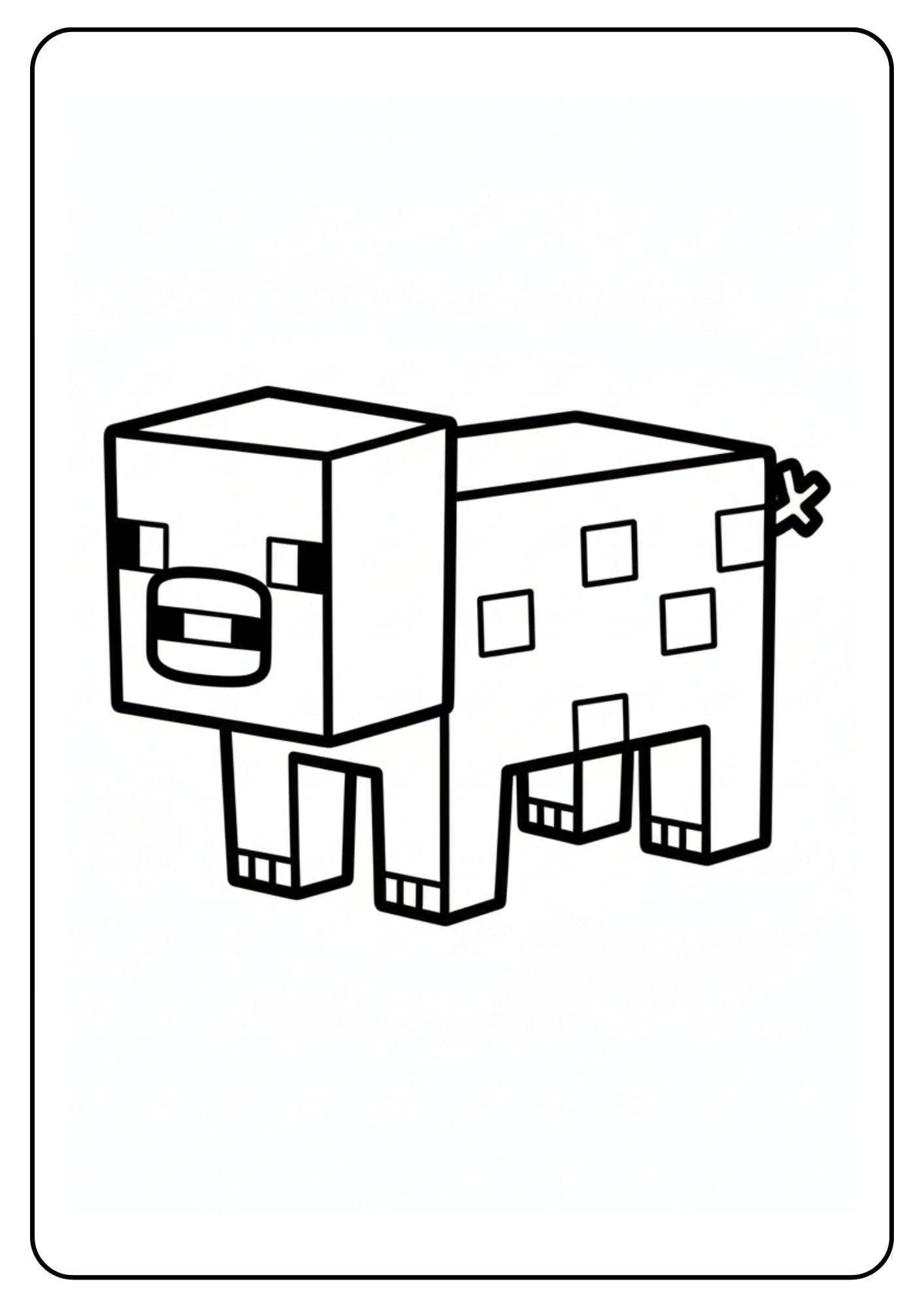 Coloriage Minecraft animaux – Cochon