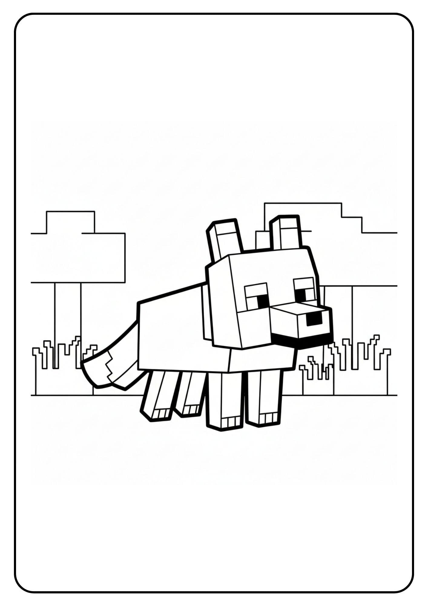 Coloriage Minecraft animaux – Loup
