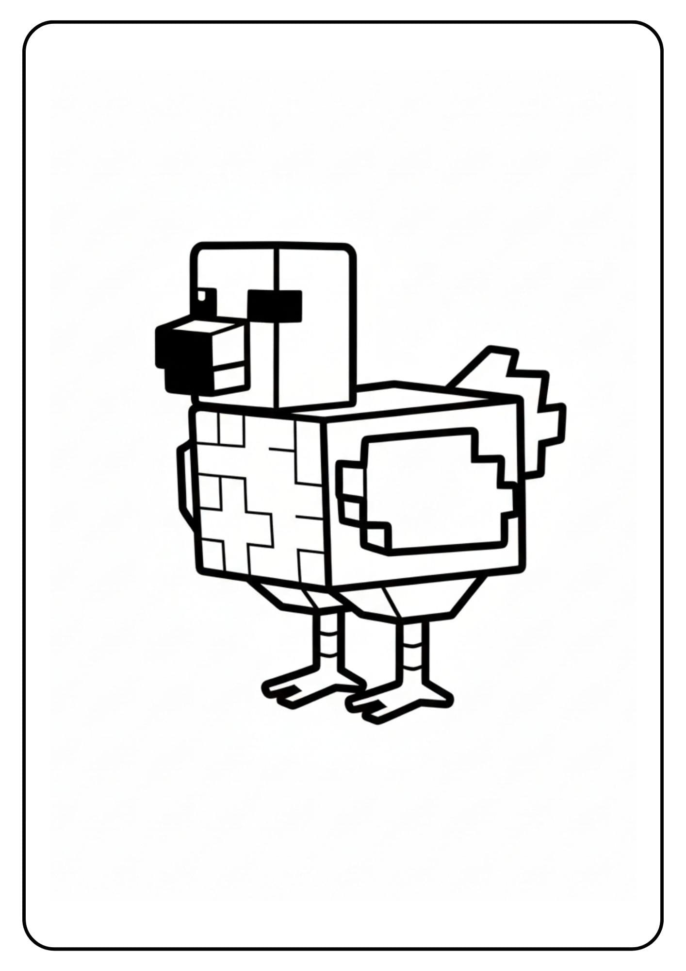 Coloriage Minecraft animaux – Poulet