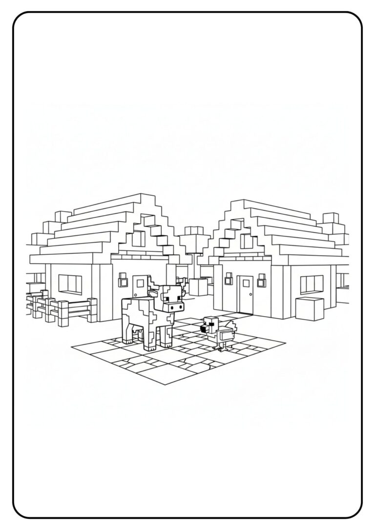 coloriage minecraft village
