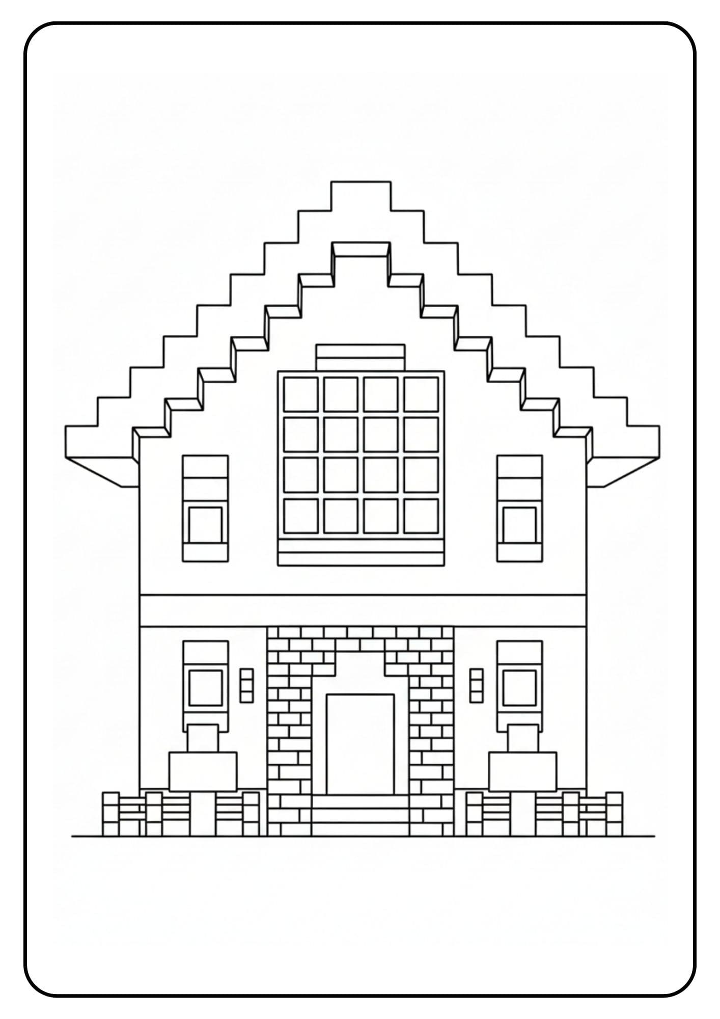 Coloriage Minecraft village bibliothèque