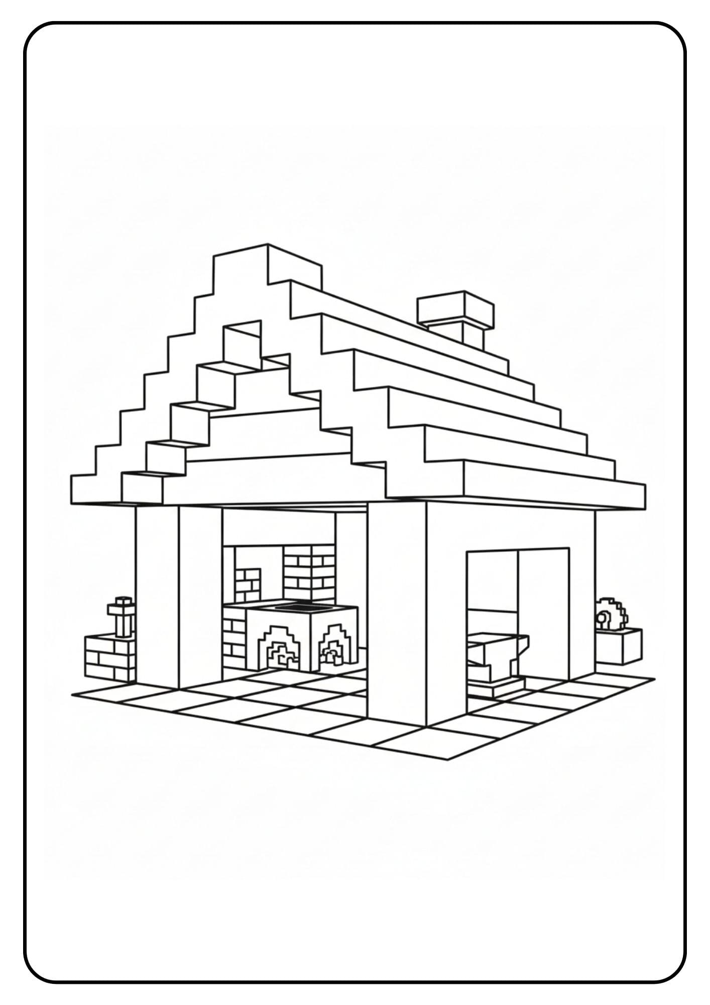 Coloriage Minecraft village forge