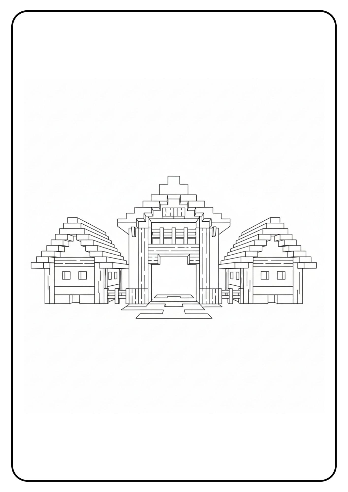 Coloriage Minecraft village porte