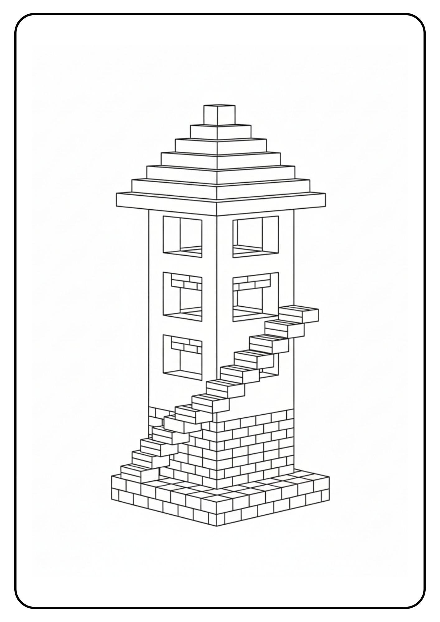 Coloriage Minecraft village tour