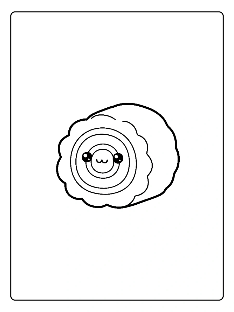 Coloriage Narutomaki kawaii avec spirale souriante