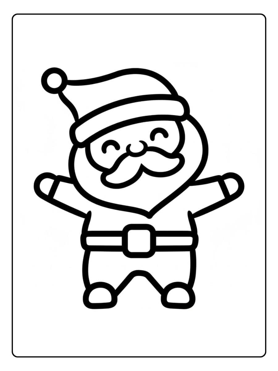Coloriage Noël Kawaii Le Père Noël Adorable