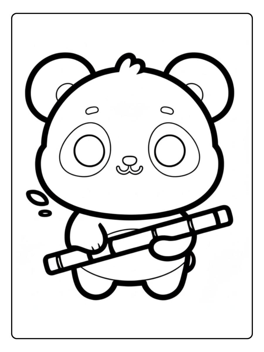 Coloriage Panda Kawaii Assis Simplement