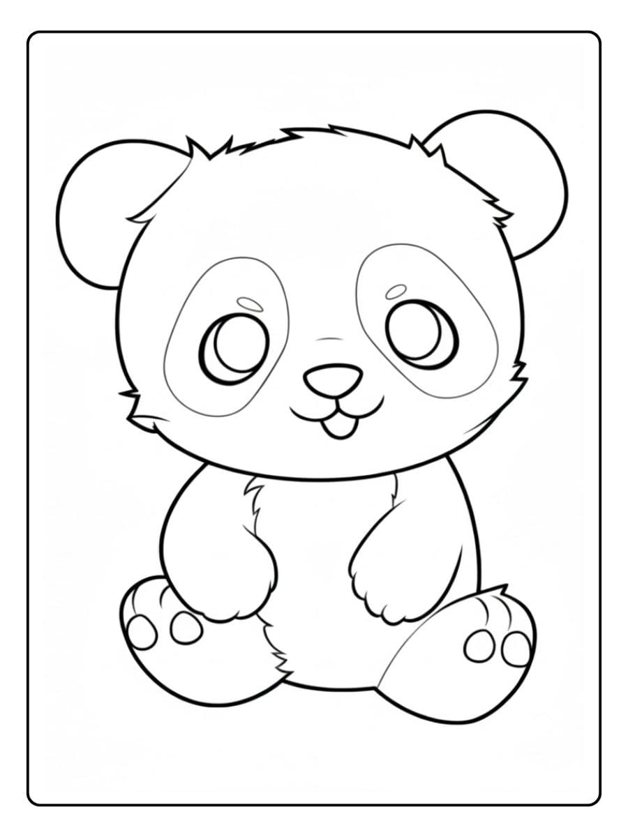 Coloriage Panda Kawaii Heureux et Confortable