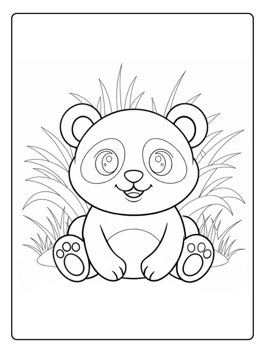 Coloriage Panda Kawaii Nœud