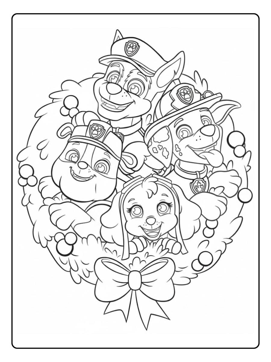 Coloriage Pat' Patrouille Noël L'Aventure Hivernale de Ryder et ses Chiots
