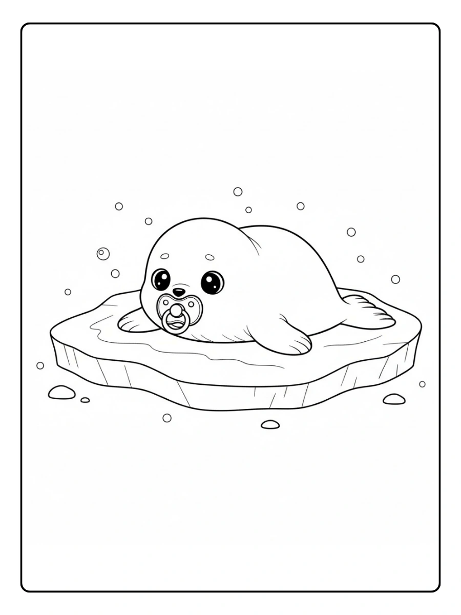 Coloriage Phoque bébé avec une tétine