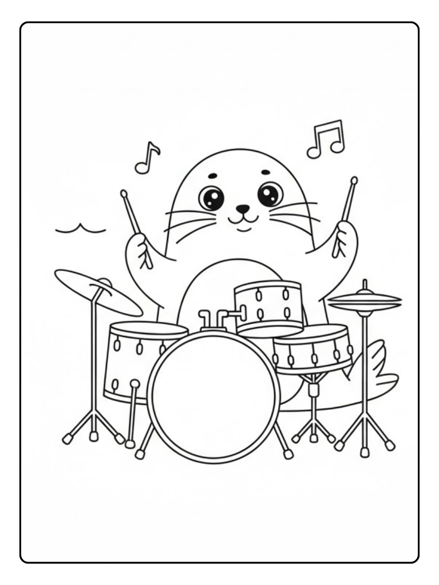 Coloriage Phoque musicien