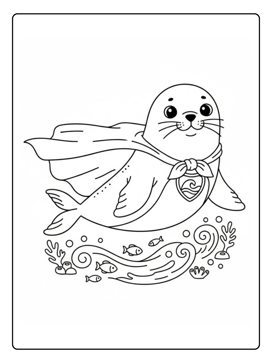 Coloriage Phoque super héros