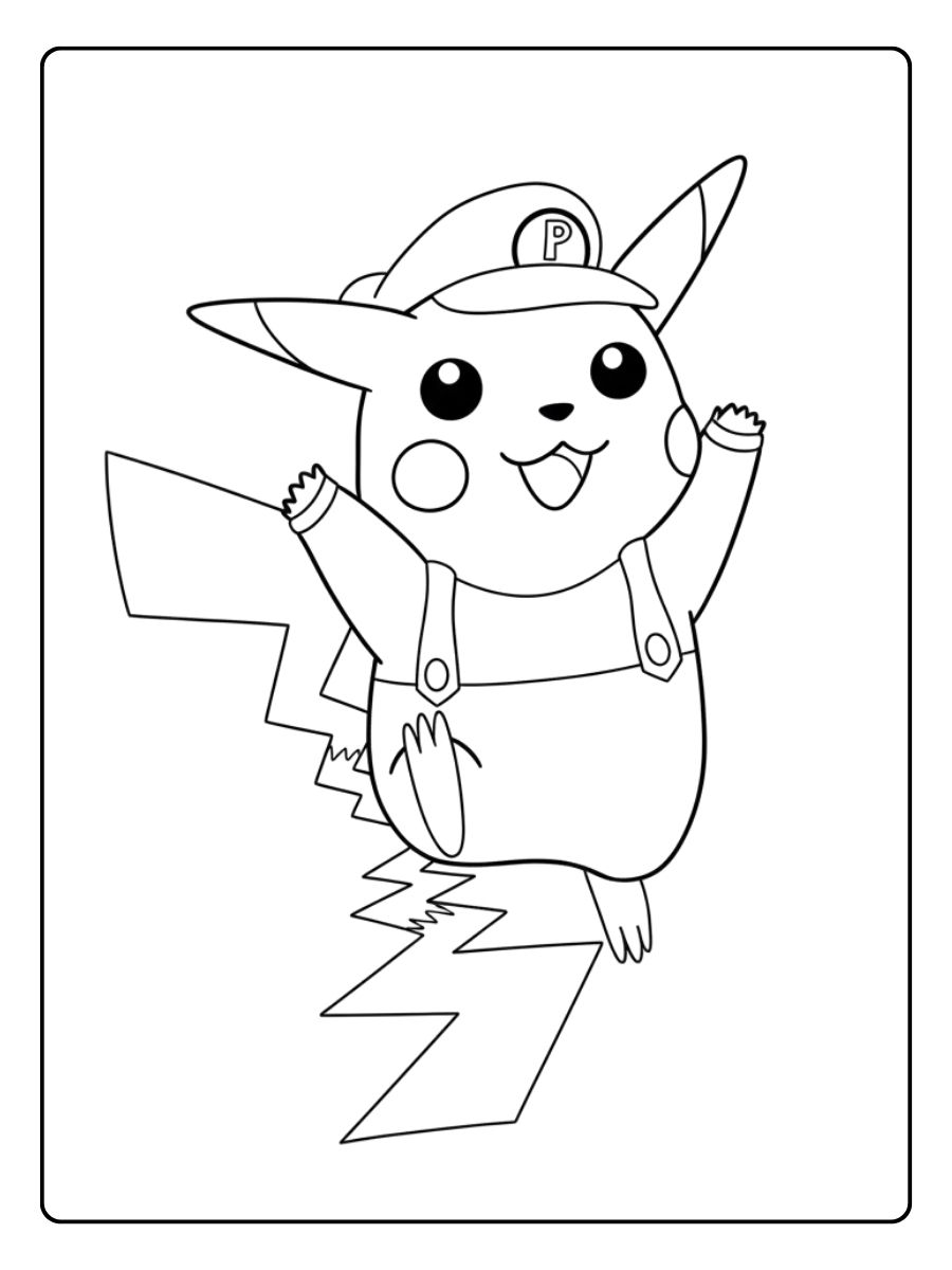 Coloriage Pikachu en Mario