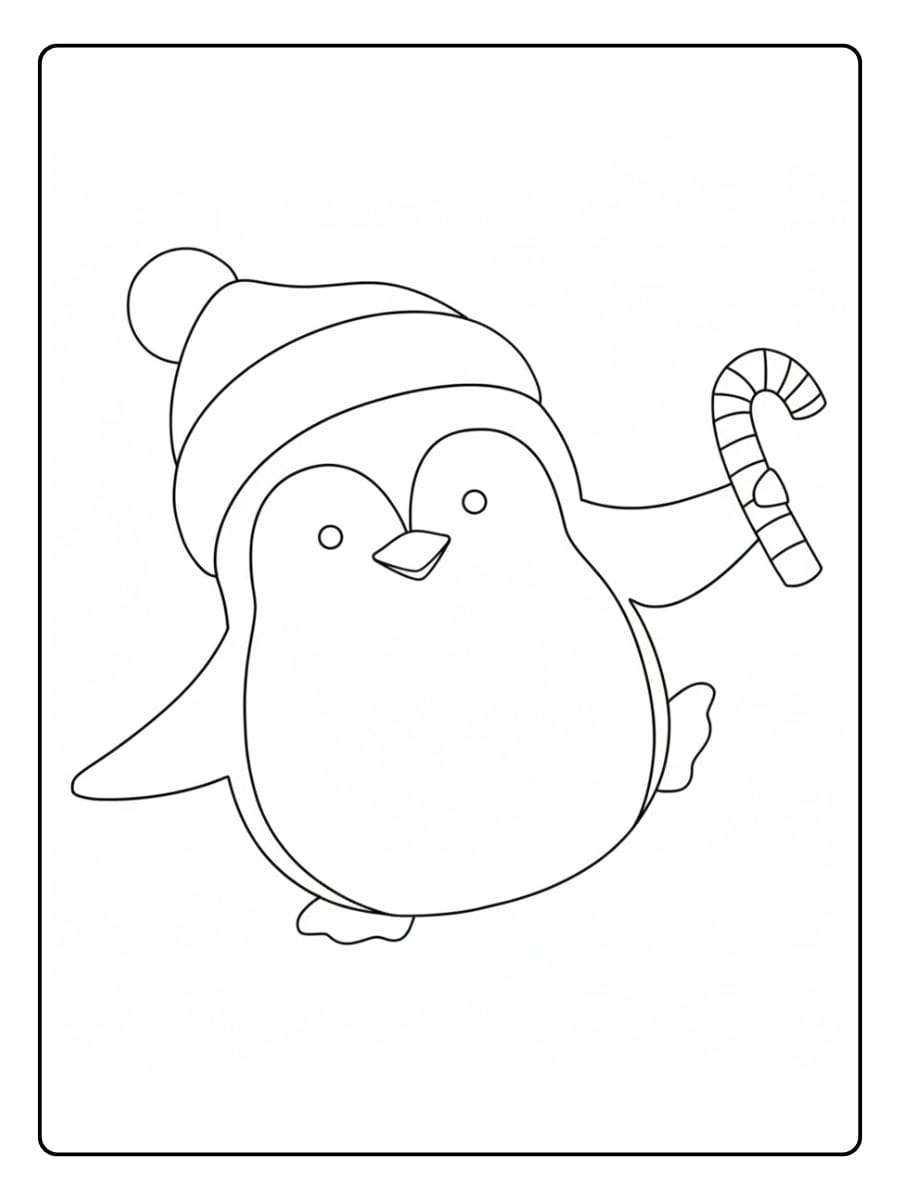 Coloriage Pingouin Noël Illustration Festive Simple