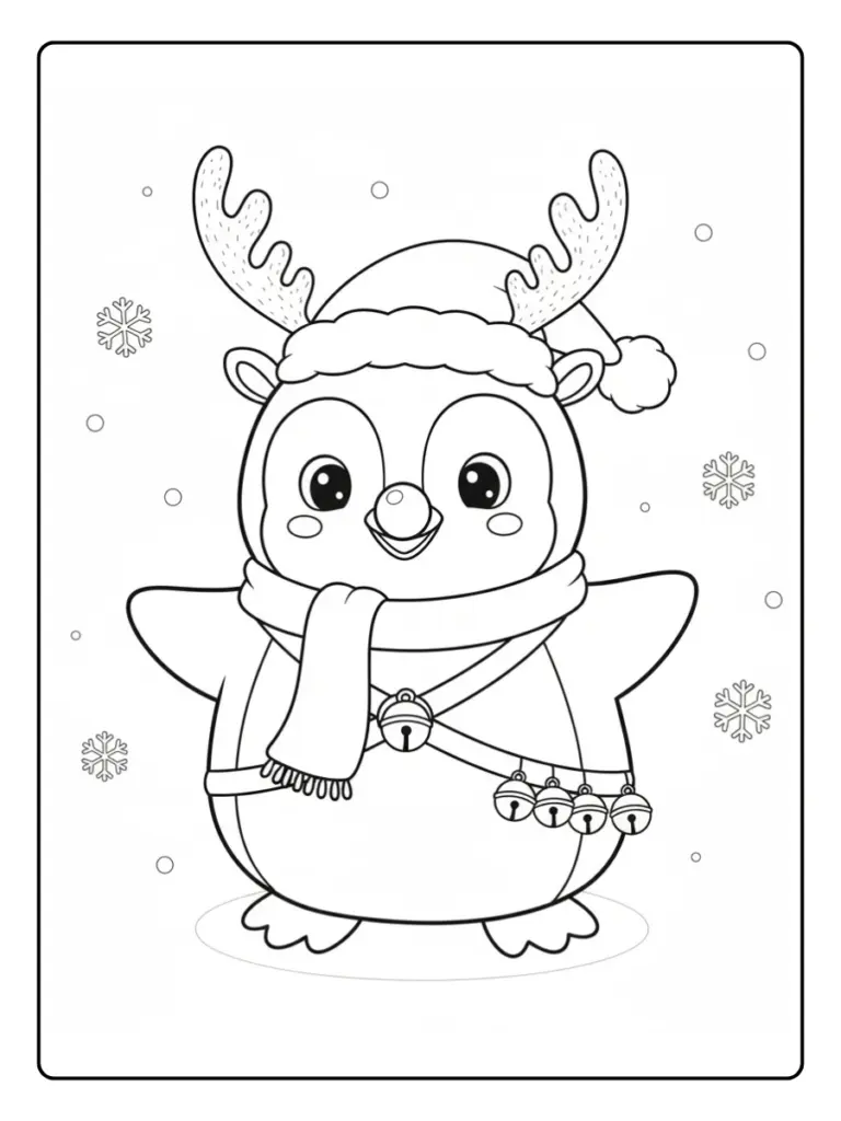 coloriage pingouin noel