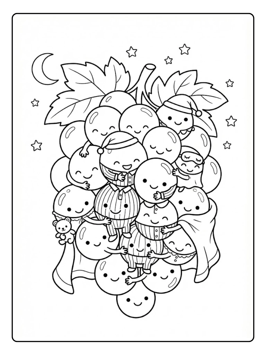 Coloriage Raisin en pyjama