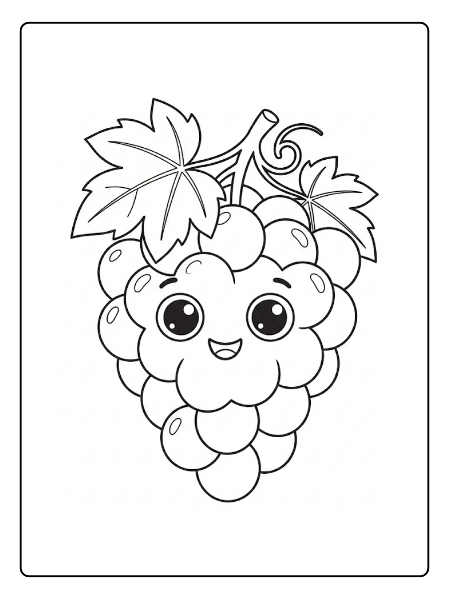 Coloriage Raisin souriant kawaii