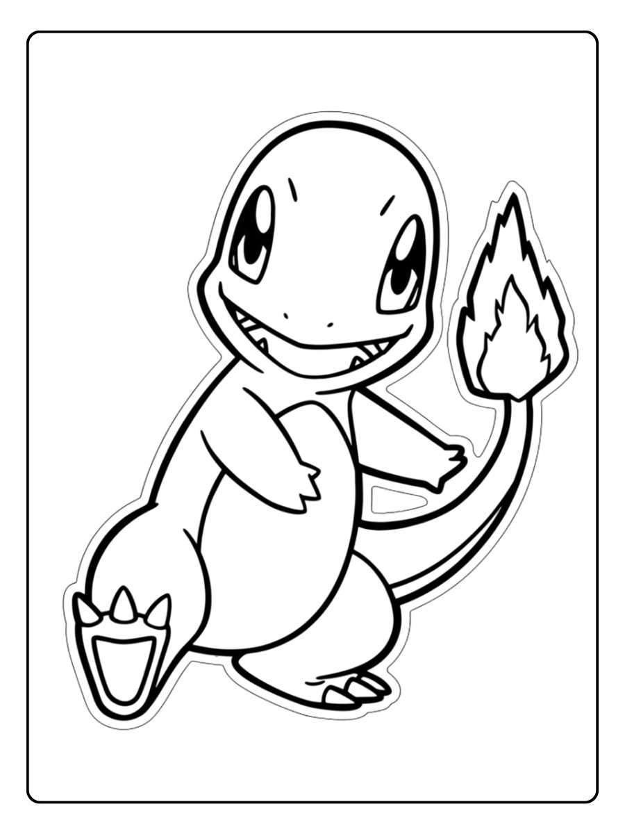 Coloriage Salameche Joyeux