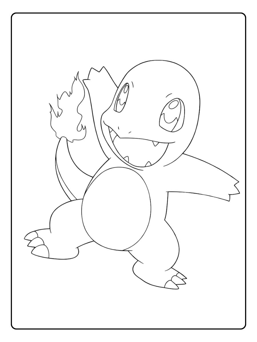 Coloriage Salameche Salameche avec sa flamme