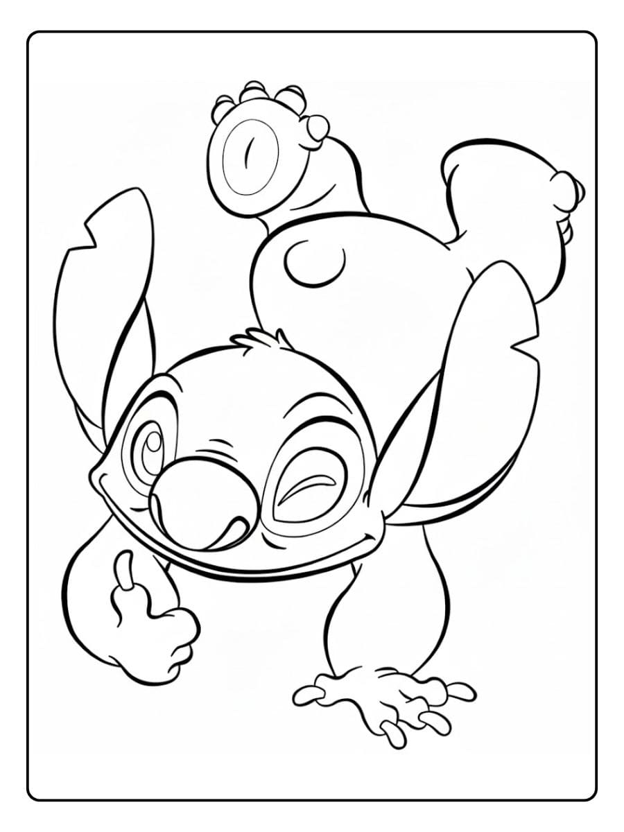 Coloriage Stitch Kawaii Acrobate Simple et Amusant
