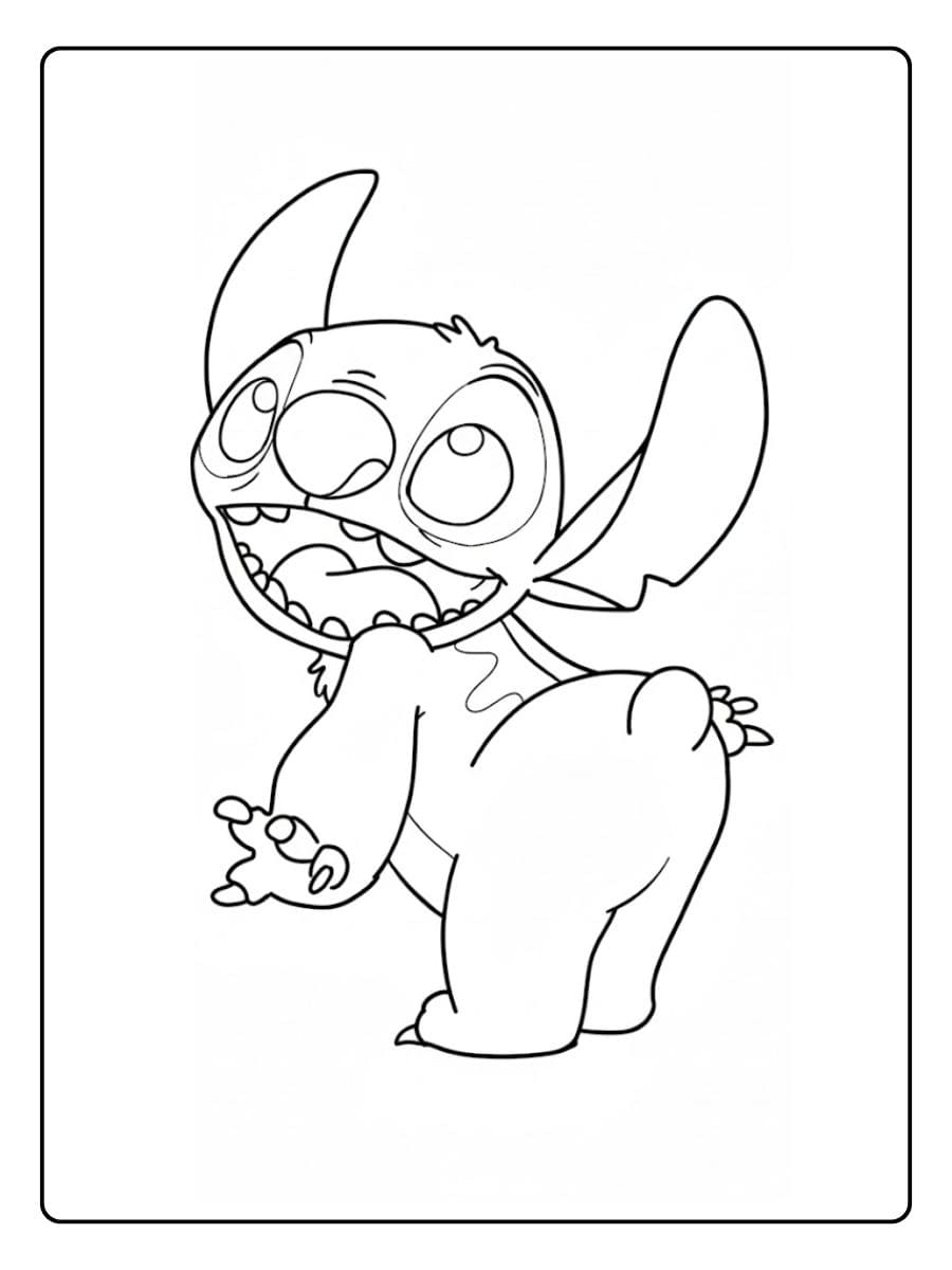 Coloriage Stitch Kawaii Faisant un Cœur avec les Mains