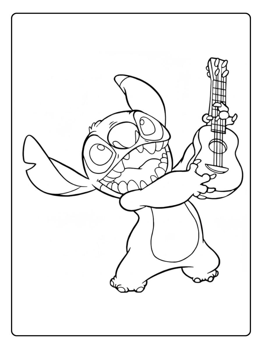 Coloriage Stitch Kawaii Petit Monstre Joyeux et Simple