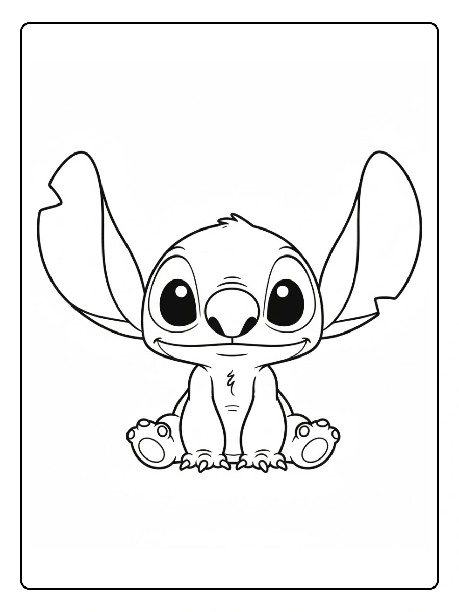 Coloriage Stitch avec des oreilles encore plus grandes et rondes