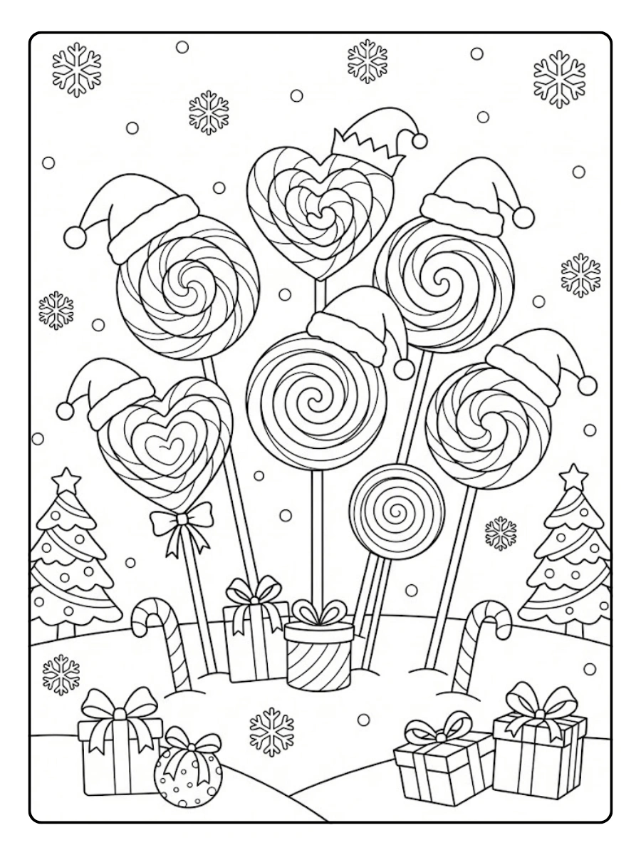 Coloriage Sucette Noël Cute