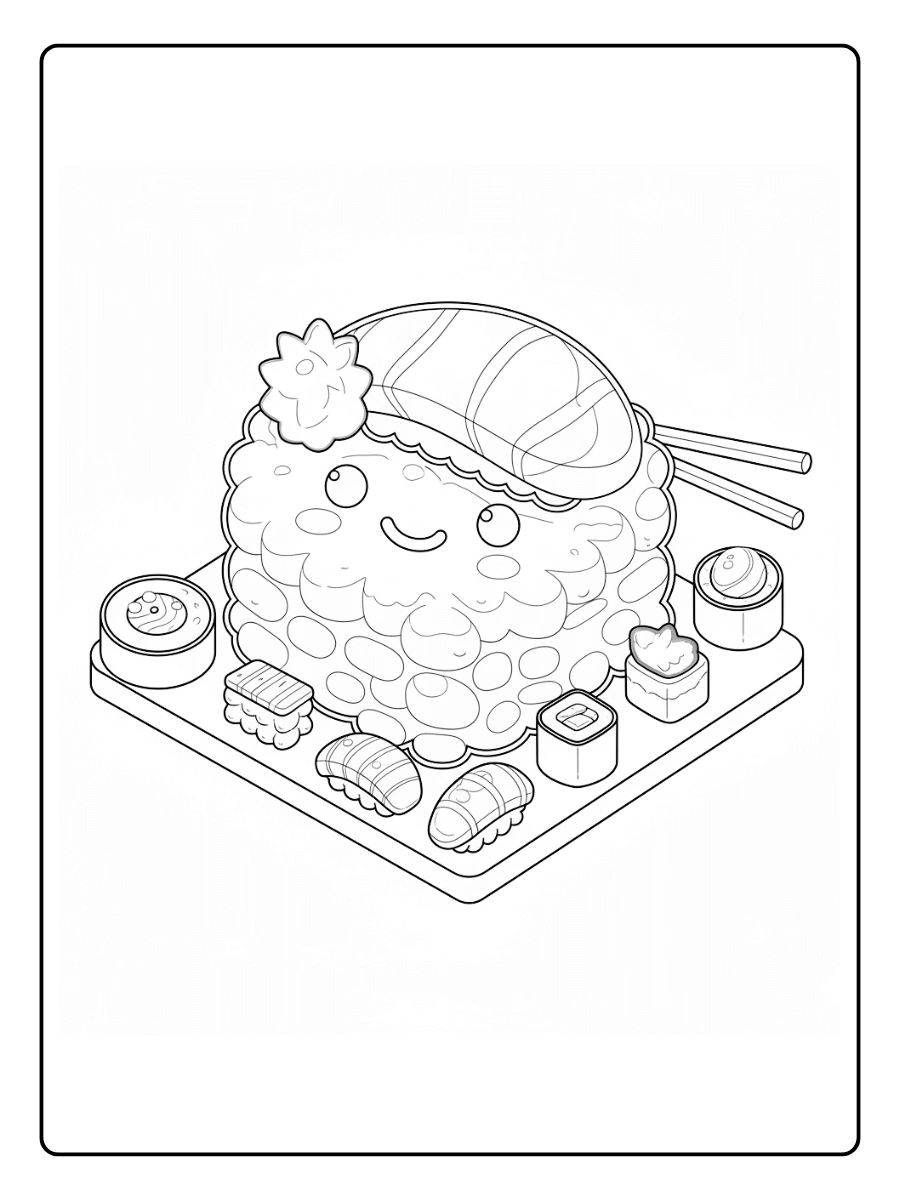 Coloriage Sushi Kawaii (6)