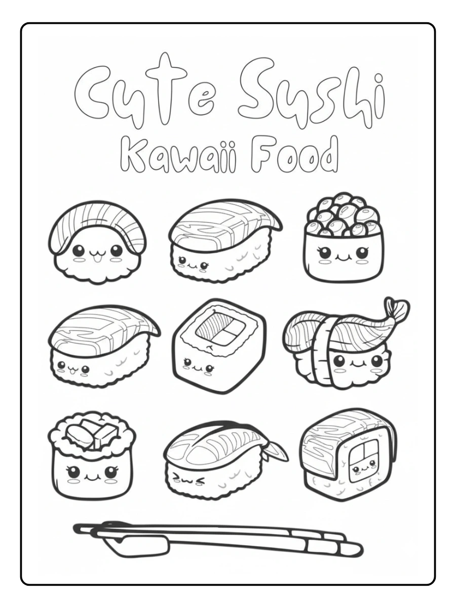 Coloriage Sushi Kawaii