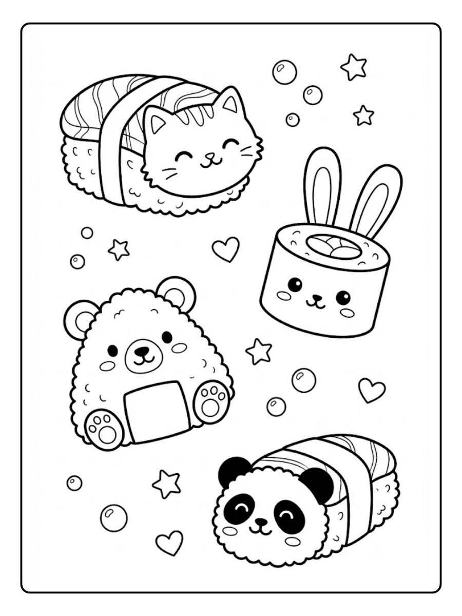 Coloriage Sushi animaux
