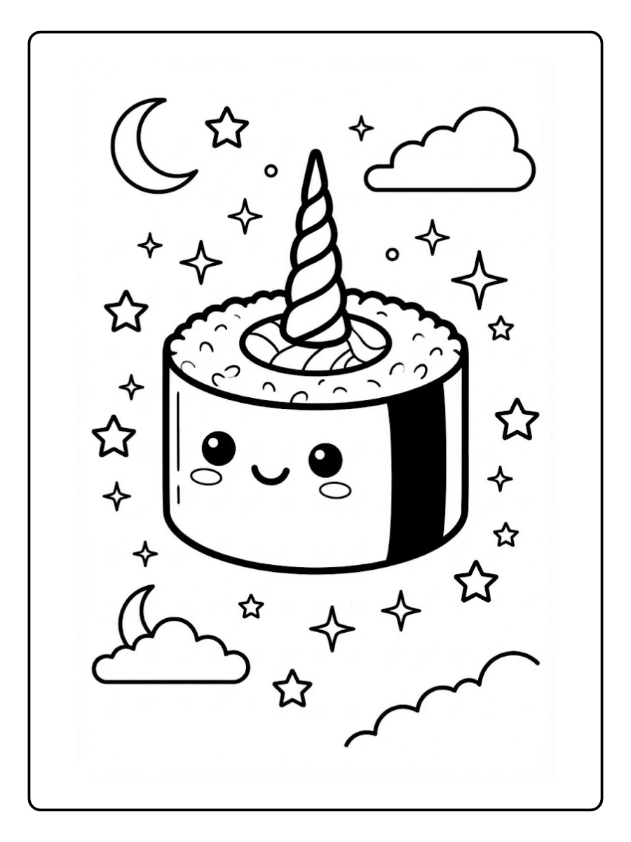 Coloriage Sushi licorne