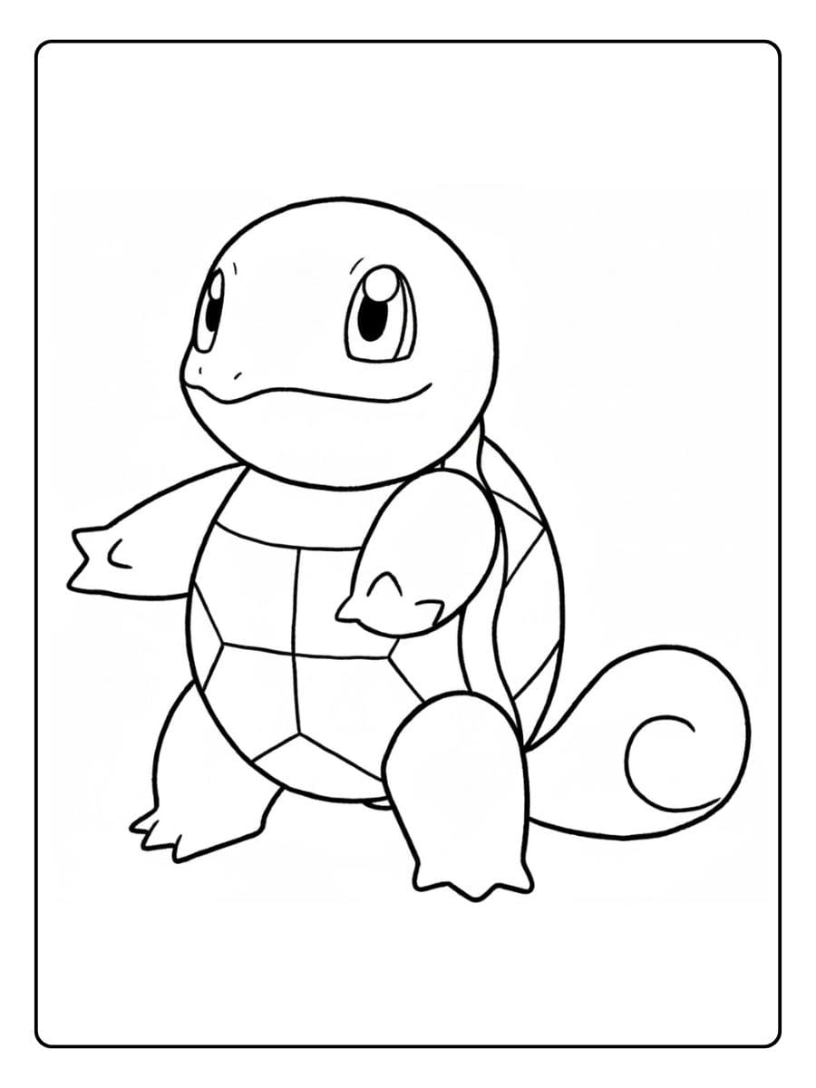 Coloriage Tortank Pokémon Prêt pour l'action