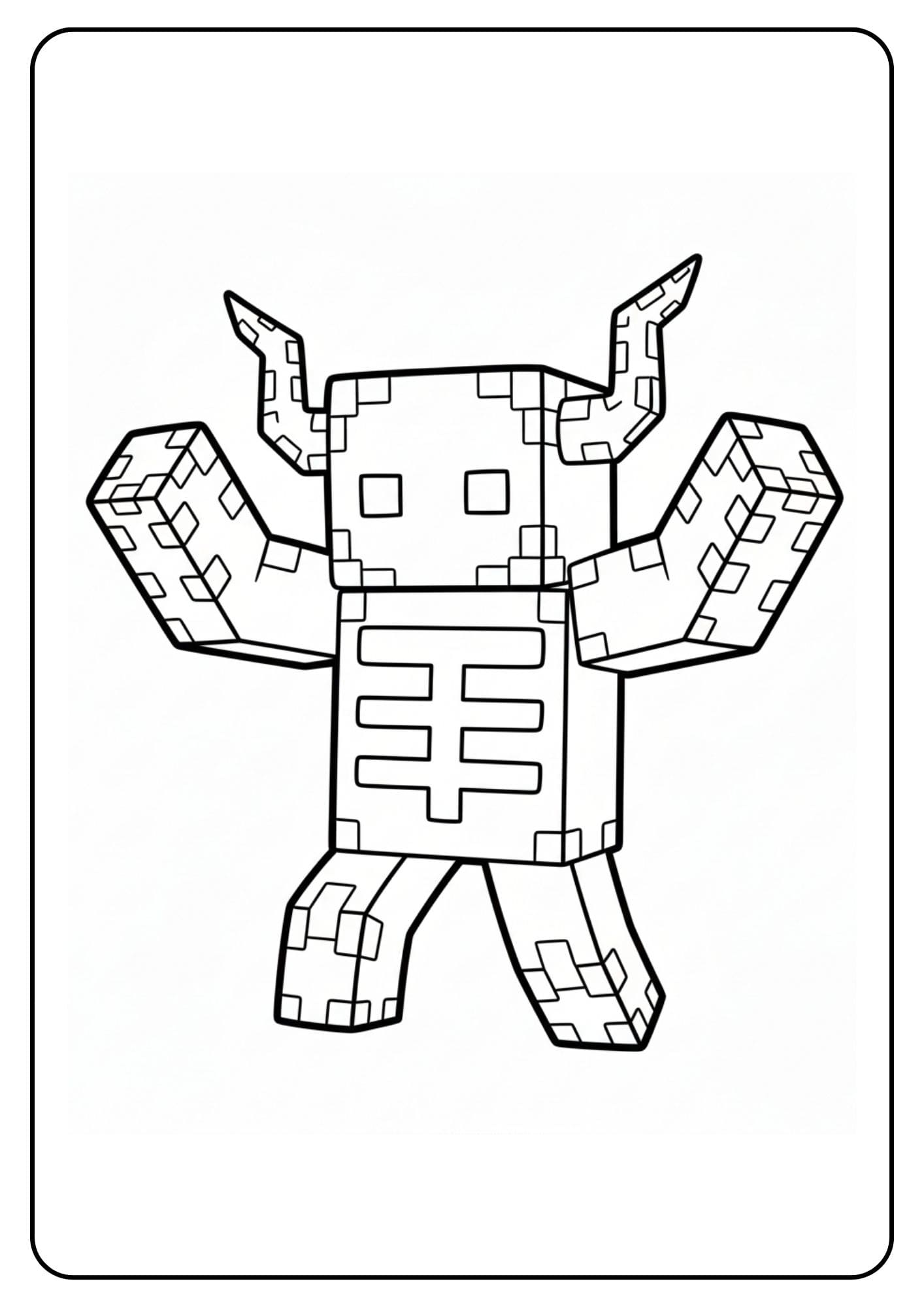 Coloriage Warden Minecraft attaque